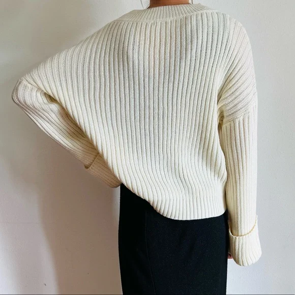 Nasty Gal collection loose fit cream knitted dropped shoulder cardigan sweater - Picture 8 of 11